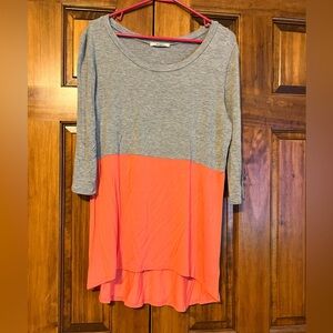 ❤️ Eloges Twofer Layered long sleeve Two in One Top in Peach and Gray
